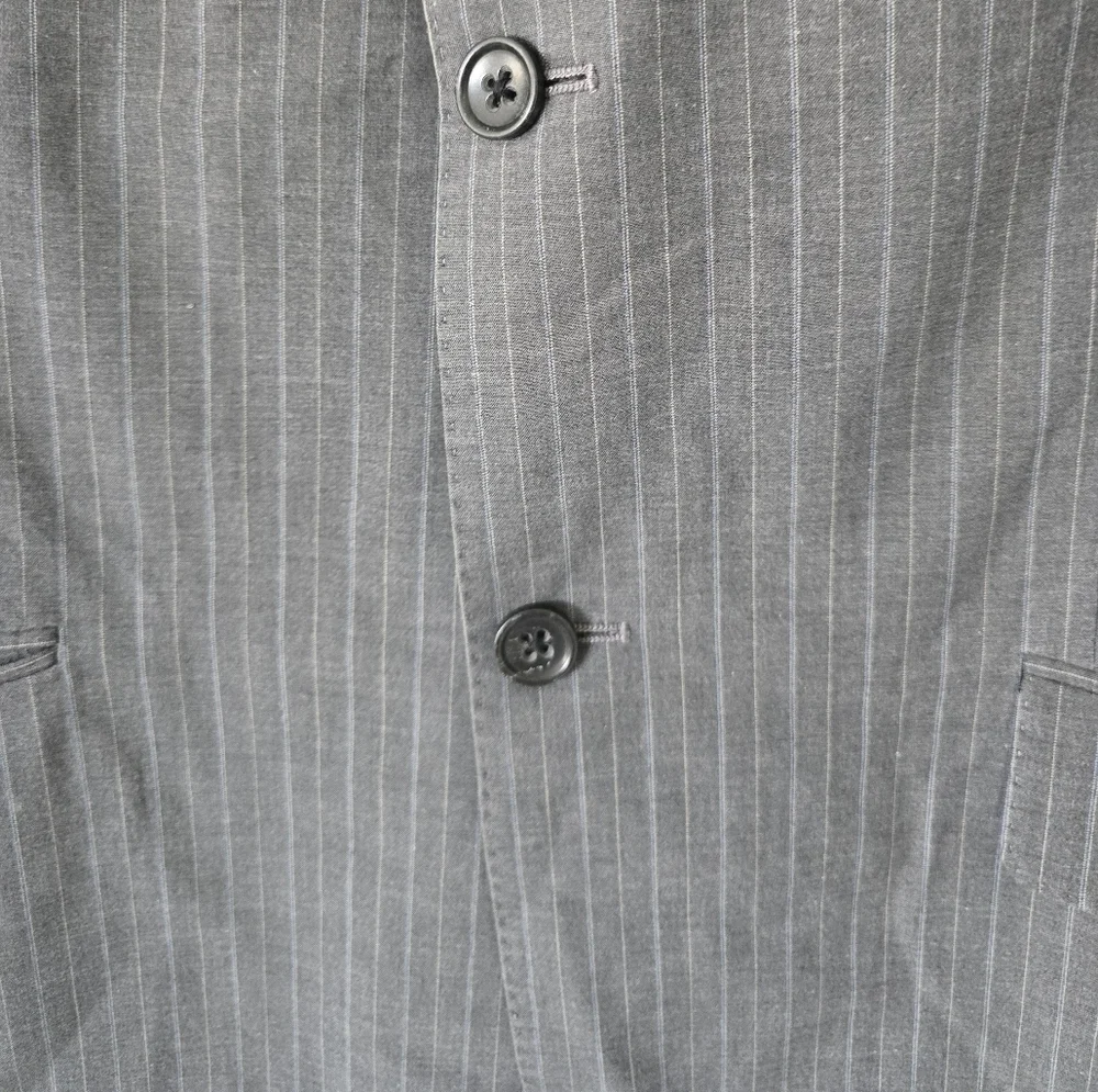 Banana Republic Blazer Sports Coat Men 44L Gray PinStriped 2button Exellcent
